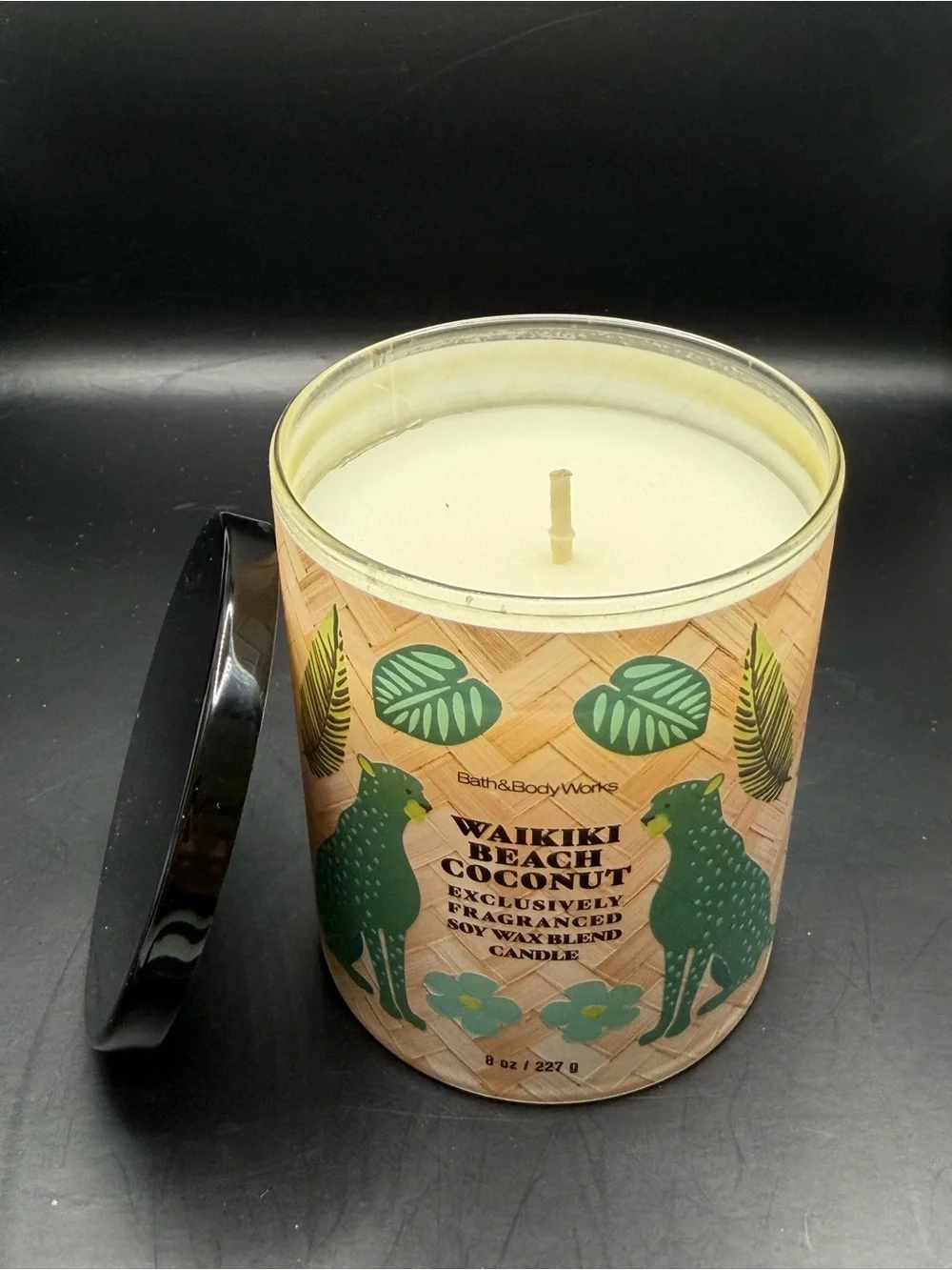 Bath & Body Works “Waikiki Beach Coconut” 8 OZ Candle - Green & Beige